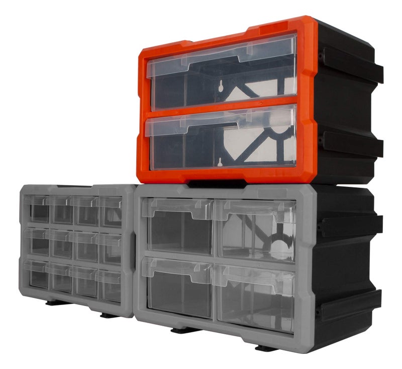 Performance Tool W5910 2-Drawer Interlocking Bin Design with Transparent Drawers for Tool Storage - Stackable, Wall Mountable - 11.25-Inch W x 6.25-Inch D x 7.75-Inch H - Image 2
